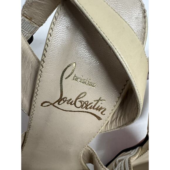 Christian Louboutin Jordi Ankle Strap Sandals Beige Heels 38.5 /US 8 - Picture 4 of 16